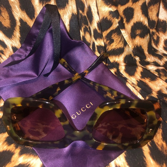 GUCCI GG1111S 003 Sunglasses Women's Havana/Pink Square Shape 53mm - Picture 6 of 9